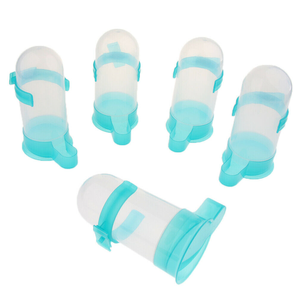 5 Pcs Bird Pigeon Parrot Automatic Feeder Water Food Dispenser Green L