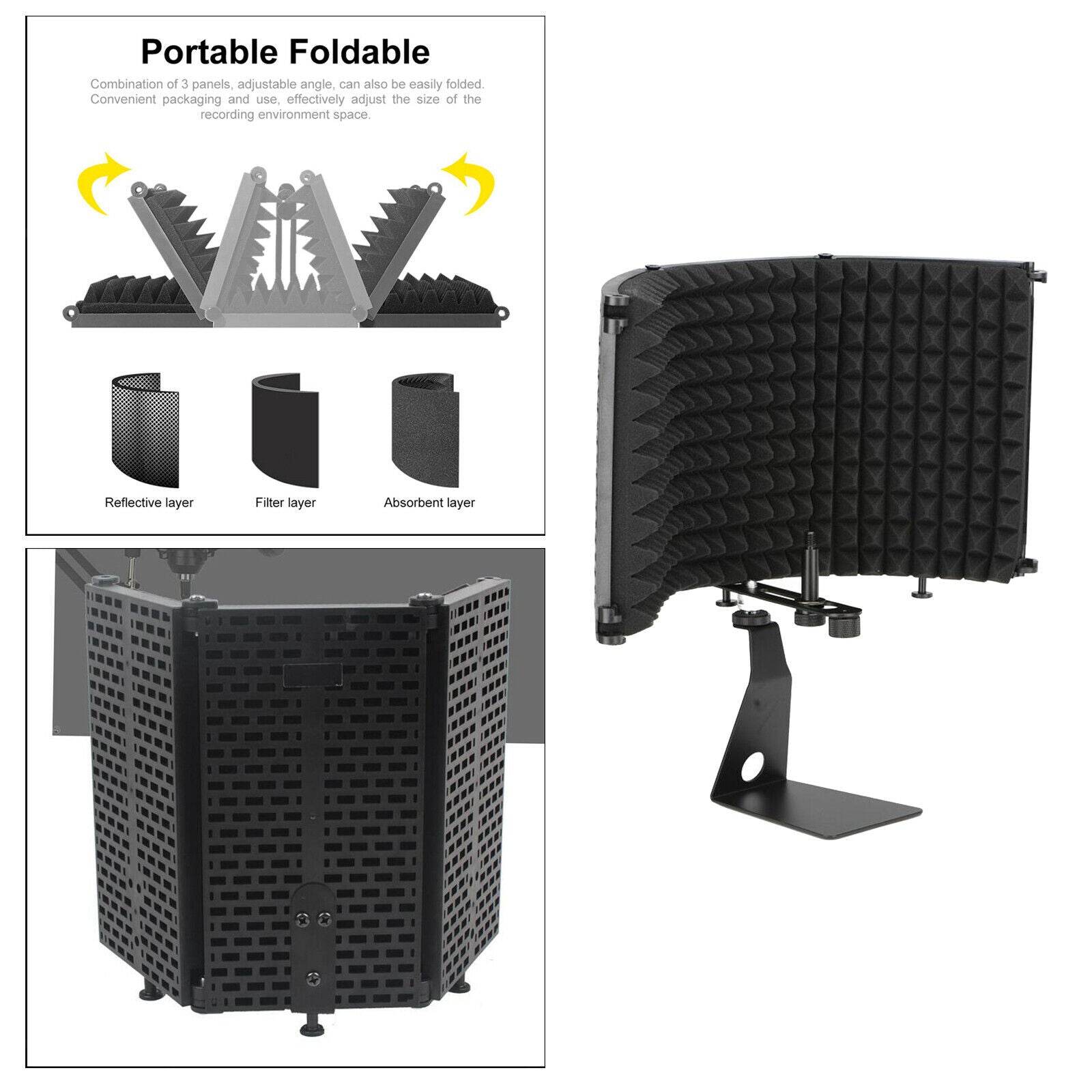 Folding Microphone Isolation Shield Studio Isolation Shield Mic Vocal Shield