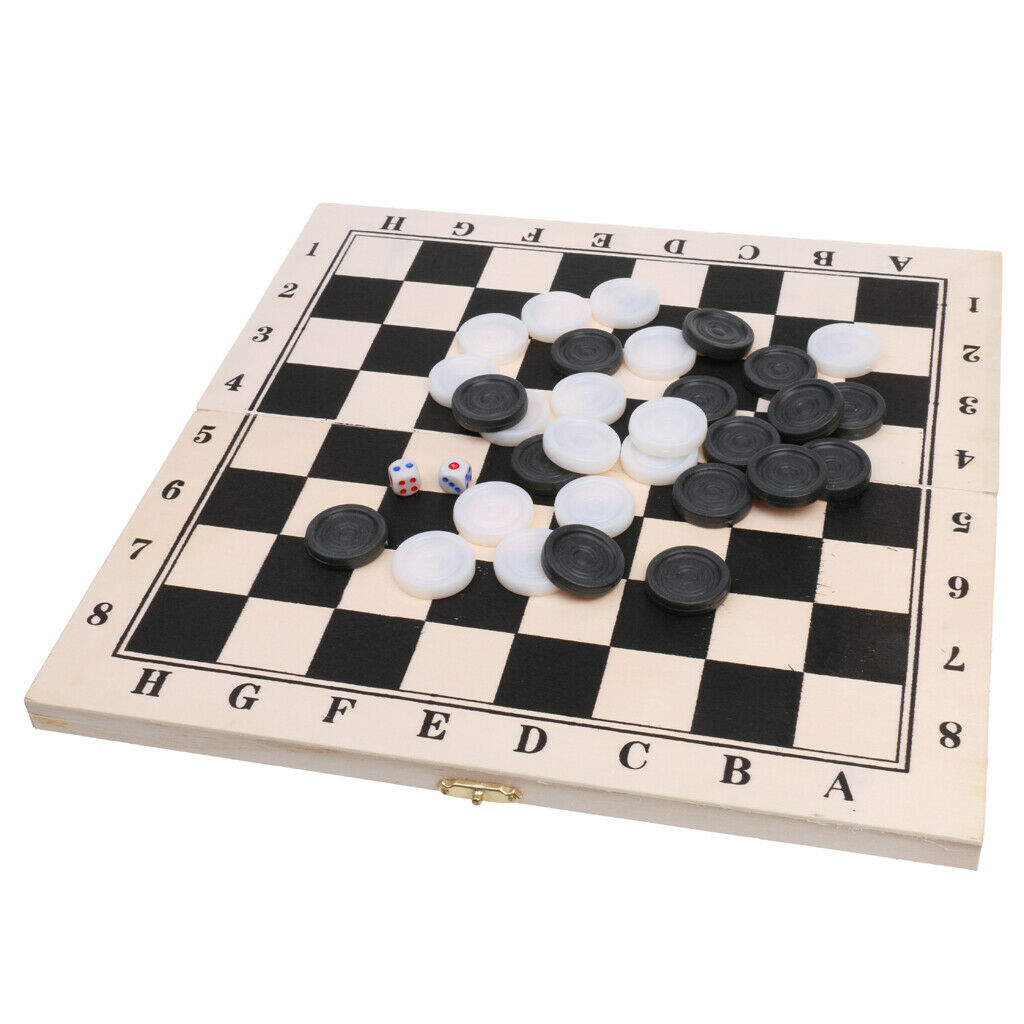 Premium Wood International Chess Checkers Set for Children Board Game 29.5cm