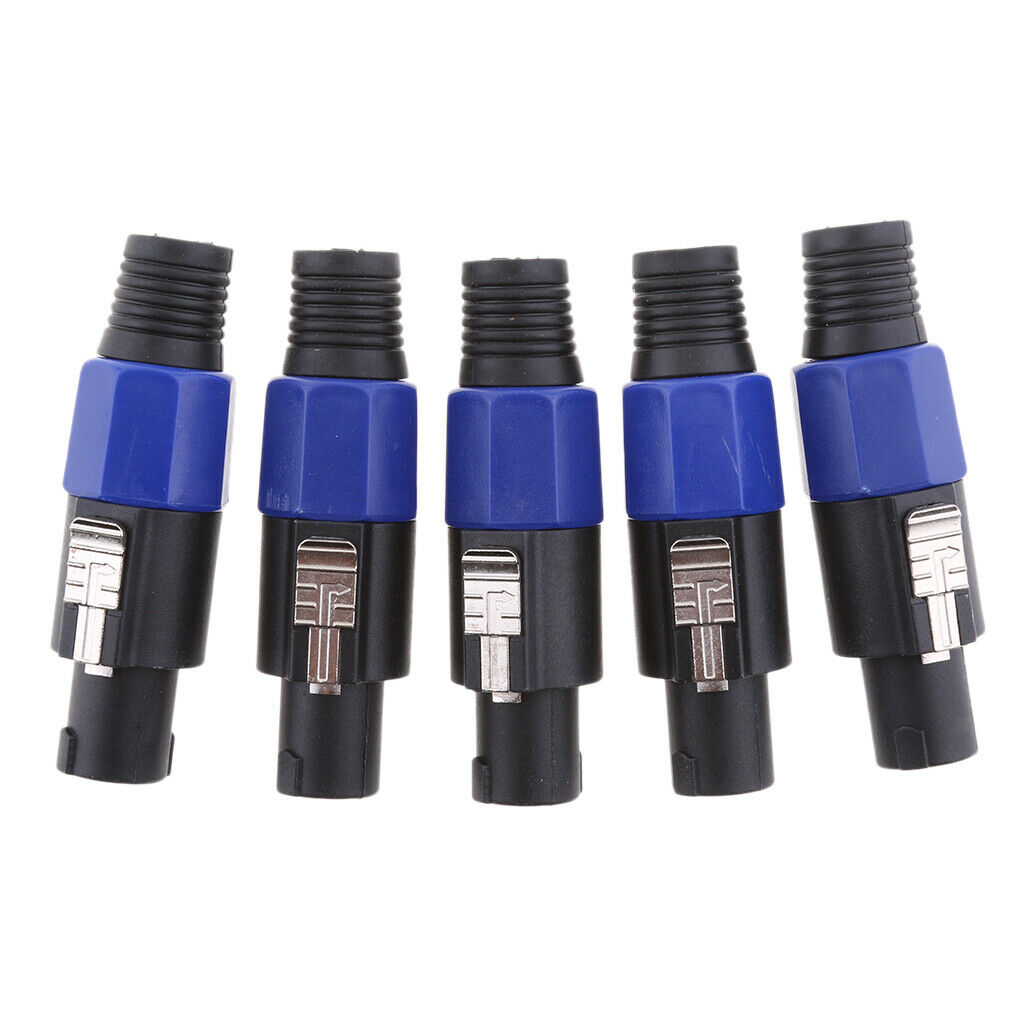 5 X Speaker Plug Male 4-Pin Speaker  Cable Connector DJ Speaker Plug