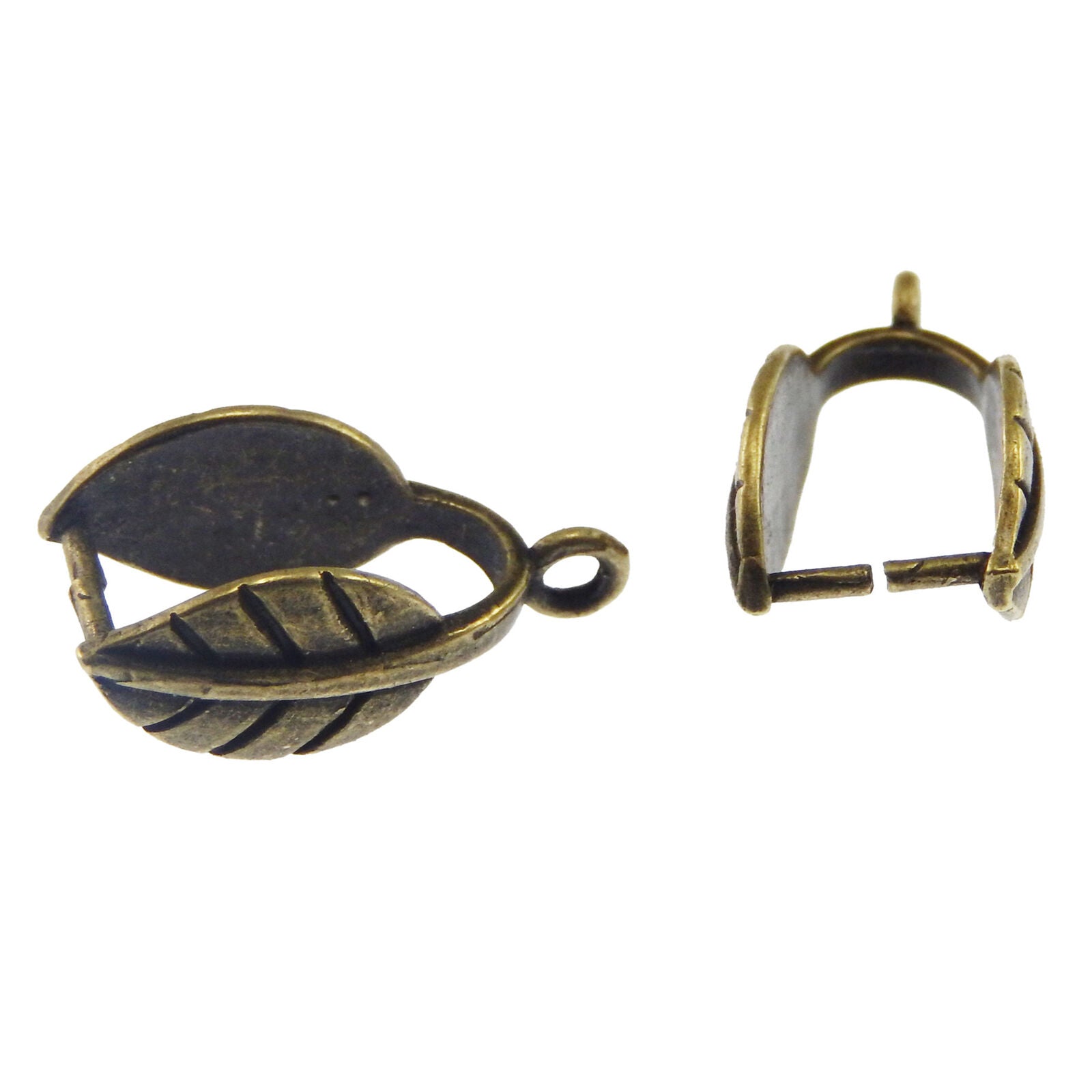 12pcs Antiqued Bronze Tone Brass Vivid Leaf Clasps End Pendant Findings 37468