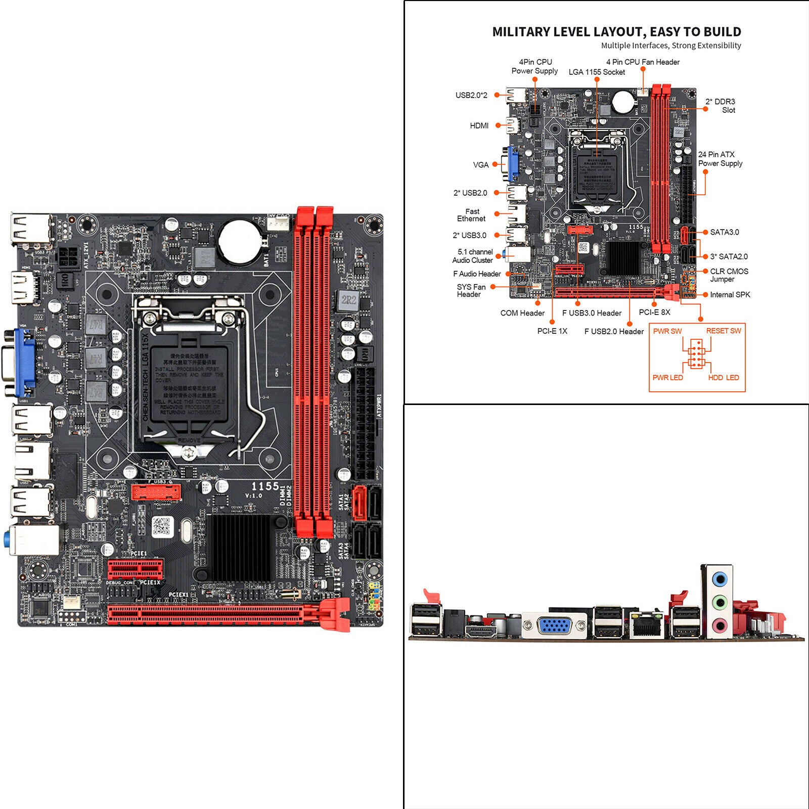 B75 1155 Gaming Motherboard High-Speed 16GB VGA HDMl 1333MHz for Desktop