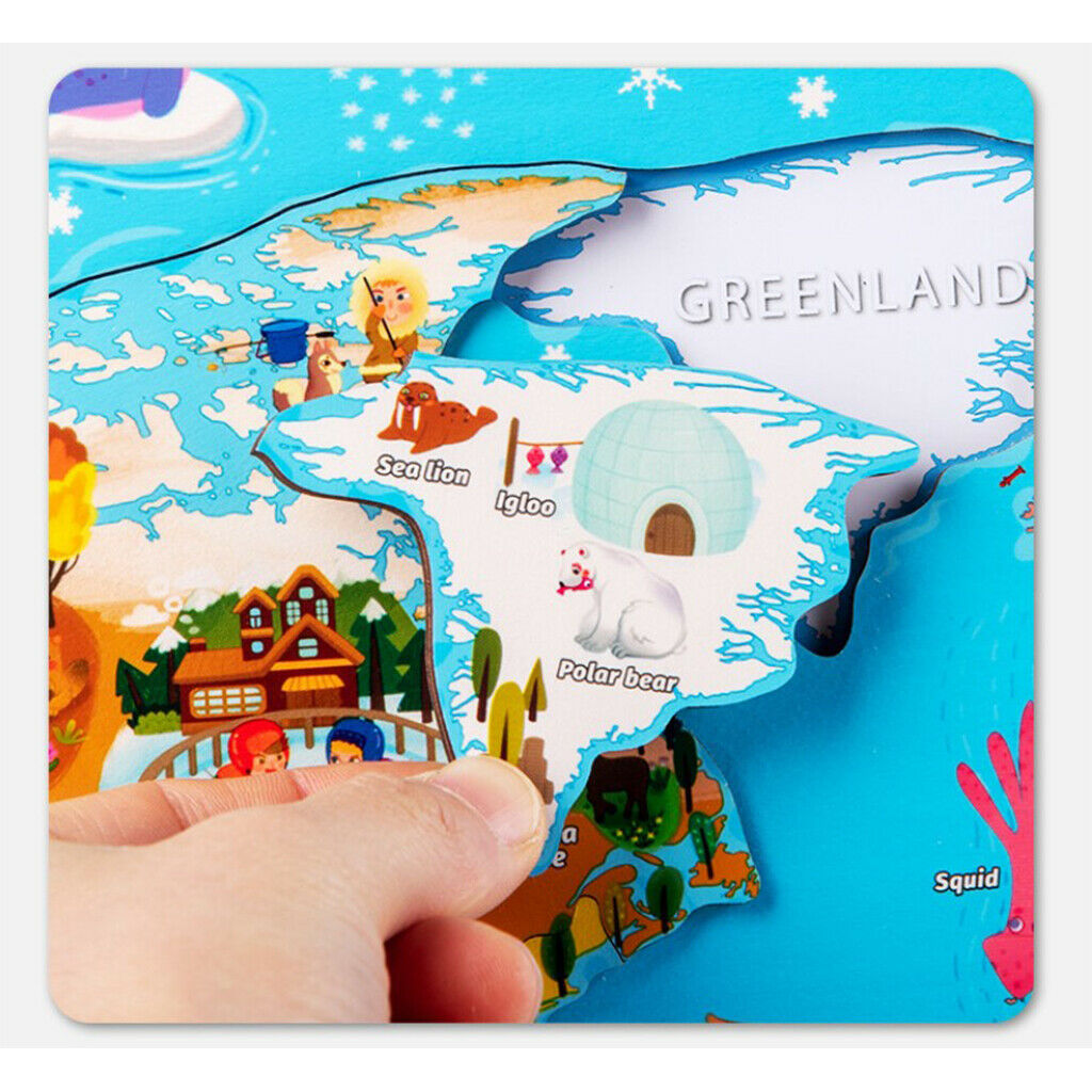 World Map Puzzles Development Geography Building Block Motor Skills Toys
