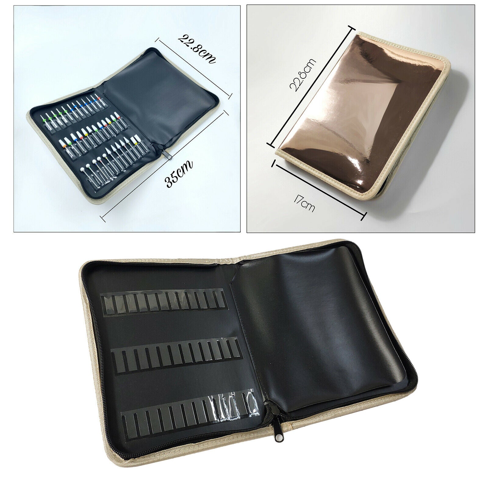 Dust Proof Foldable Nail Drill Bits Holder Storage Bag Compact Professional