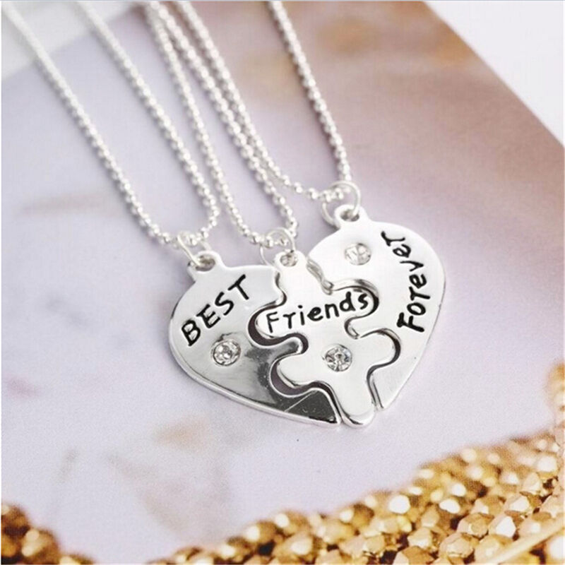 Best Friends Forever Broken Heart Crystal Pendant Necklace Friendship Jew.l8