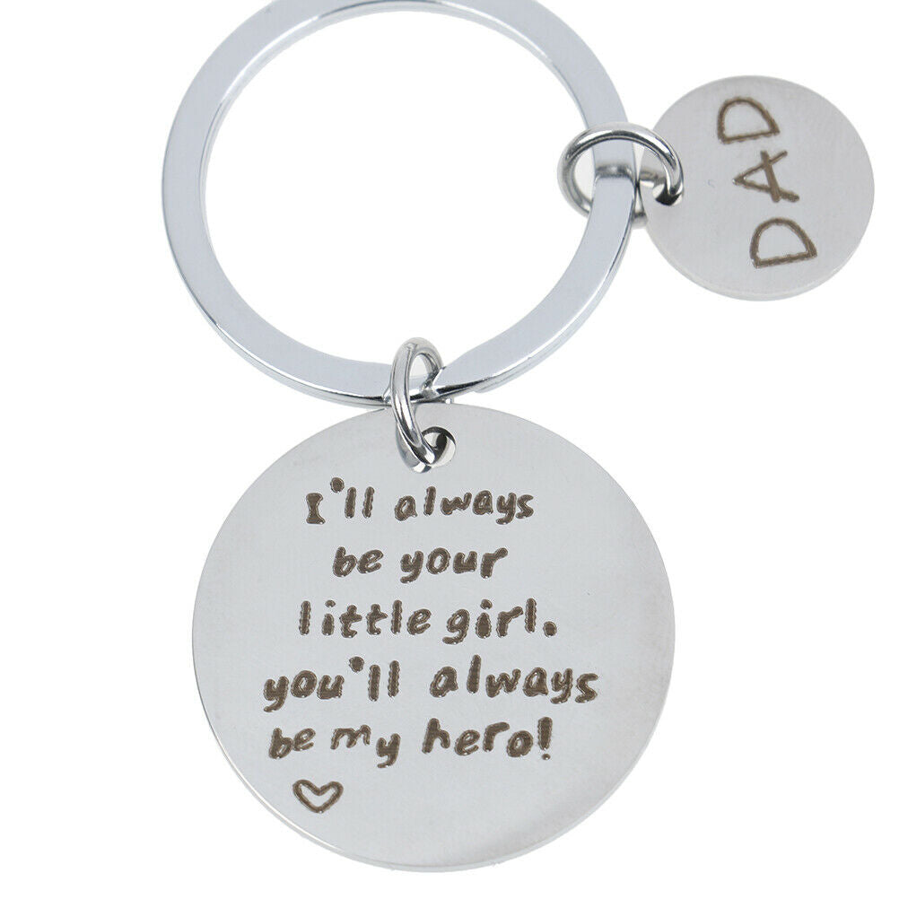 Fathers Day Keychain You Will Always Be My Hero Stainless Steel Gift JC.l8