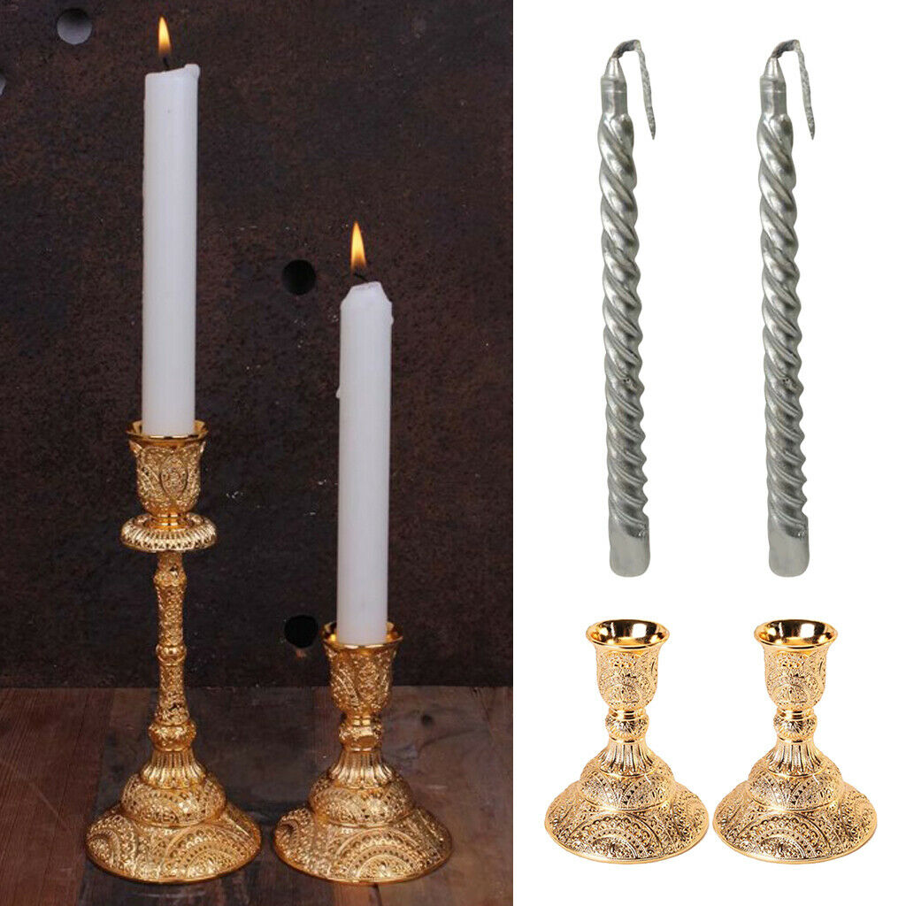 European Style Alloy Candelabra Candlestick, Set of 2,  with 2 piece Spiral