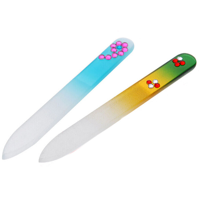 Professional Glass Nail Files Crystal Art Manicure With Barrelled *AU XC