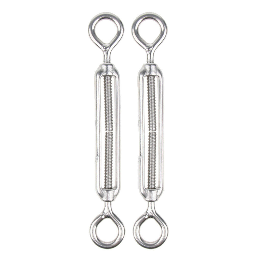 2x  304 Stainless Steel Turnbuckle Rope Hook Eye Rigging Screw Polished