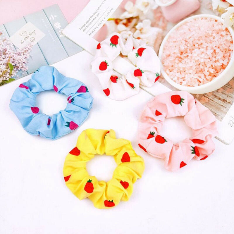 Women Strawberry Scrunchies Elastic Hair Bands Girls Sweet Ponytail Holder T XC