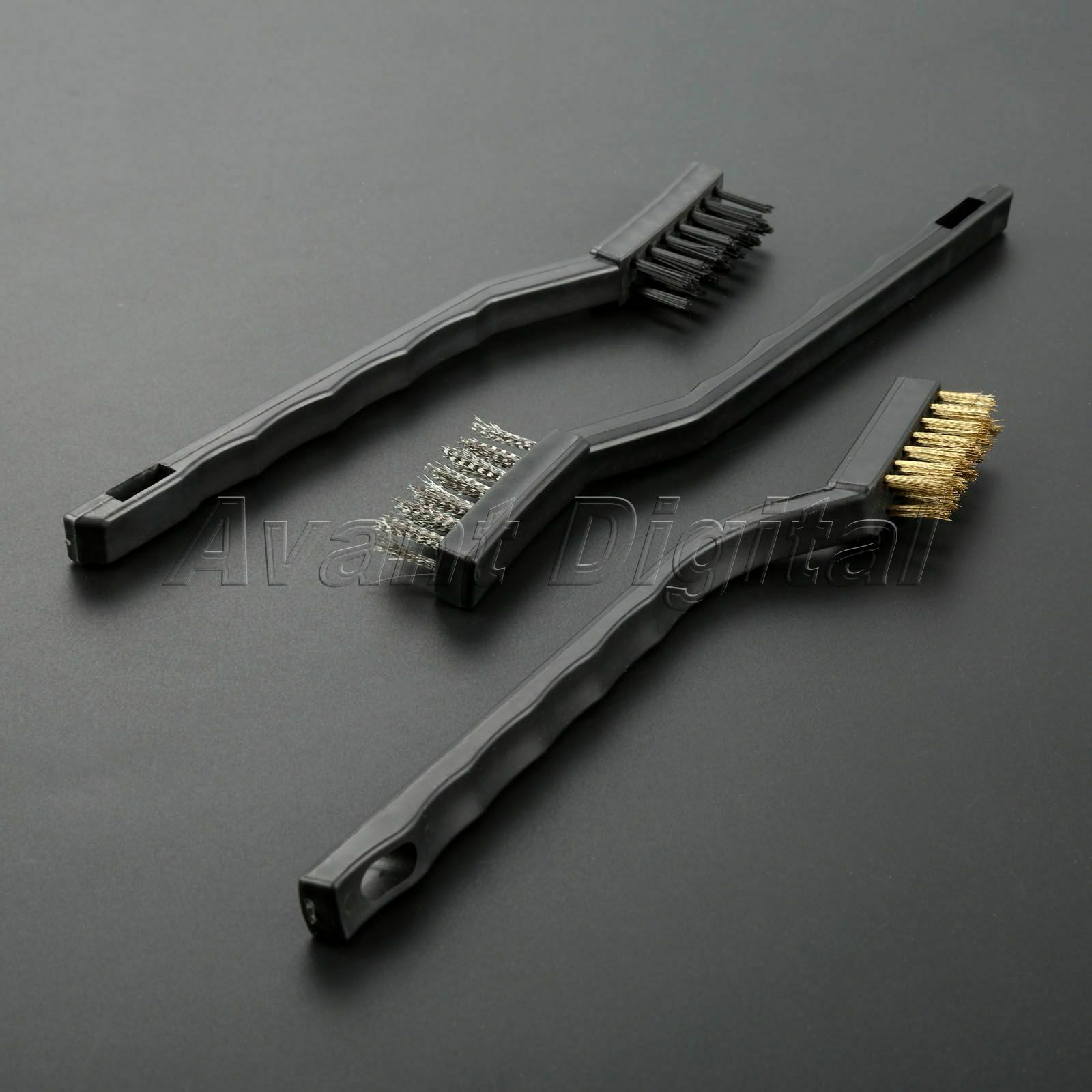3pcs Hom Kitchen Car Cleaning Detailing Polishing Wire Brush Steel Brass Nylon