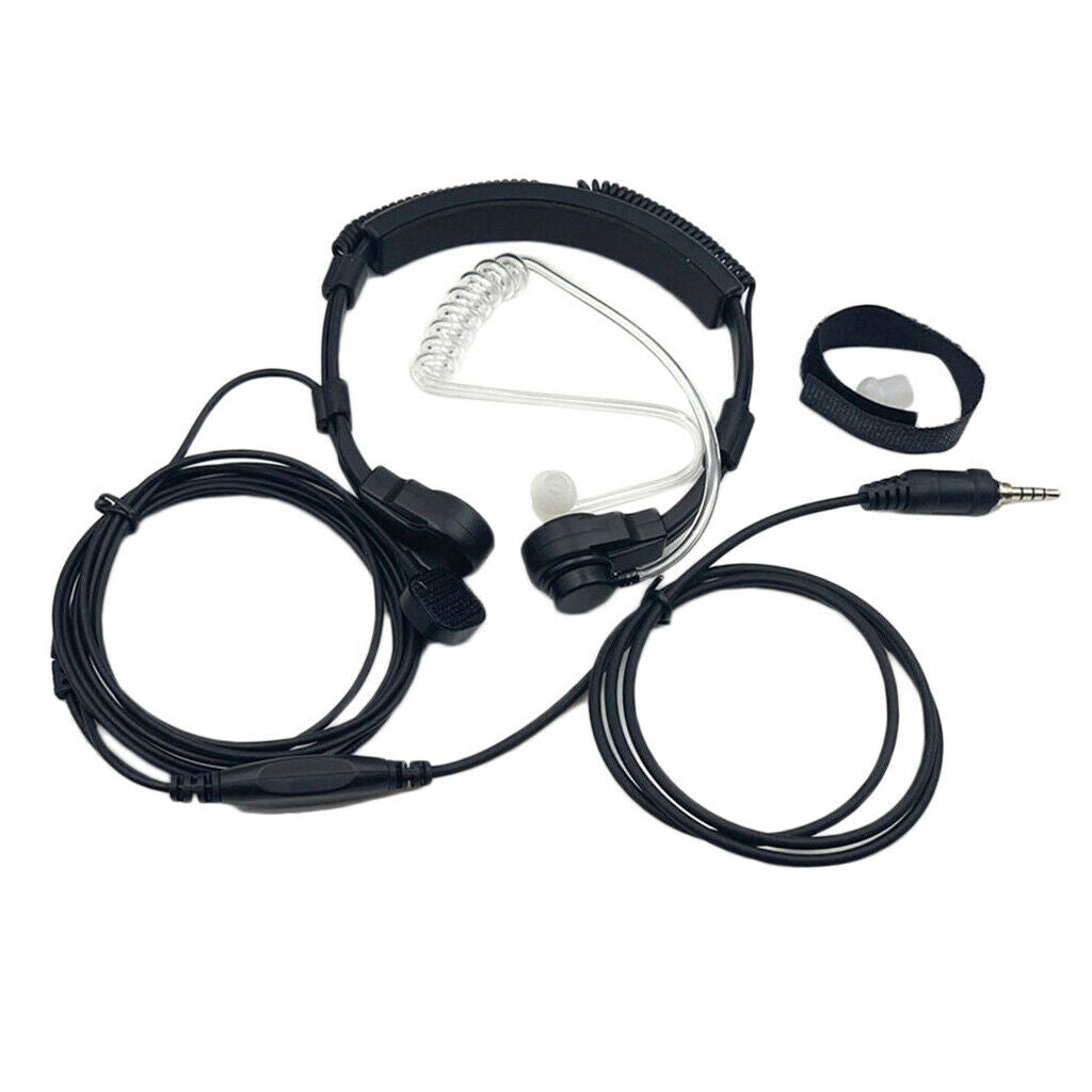Throat Mic Covert Acoustic Tube Earpiece Headset With PTT For 1 Pin