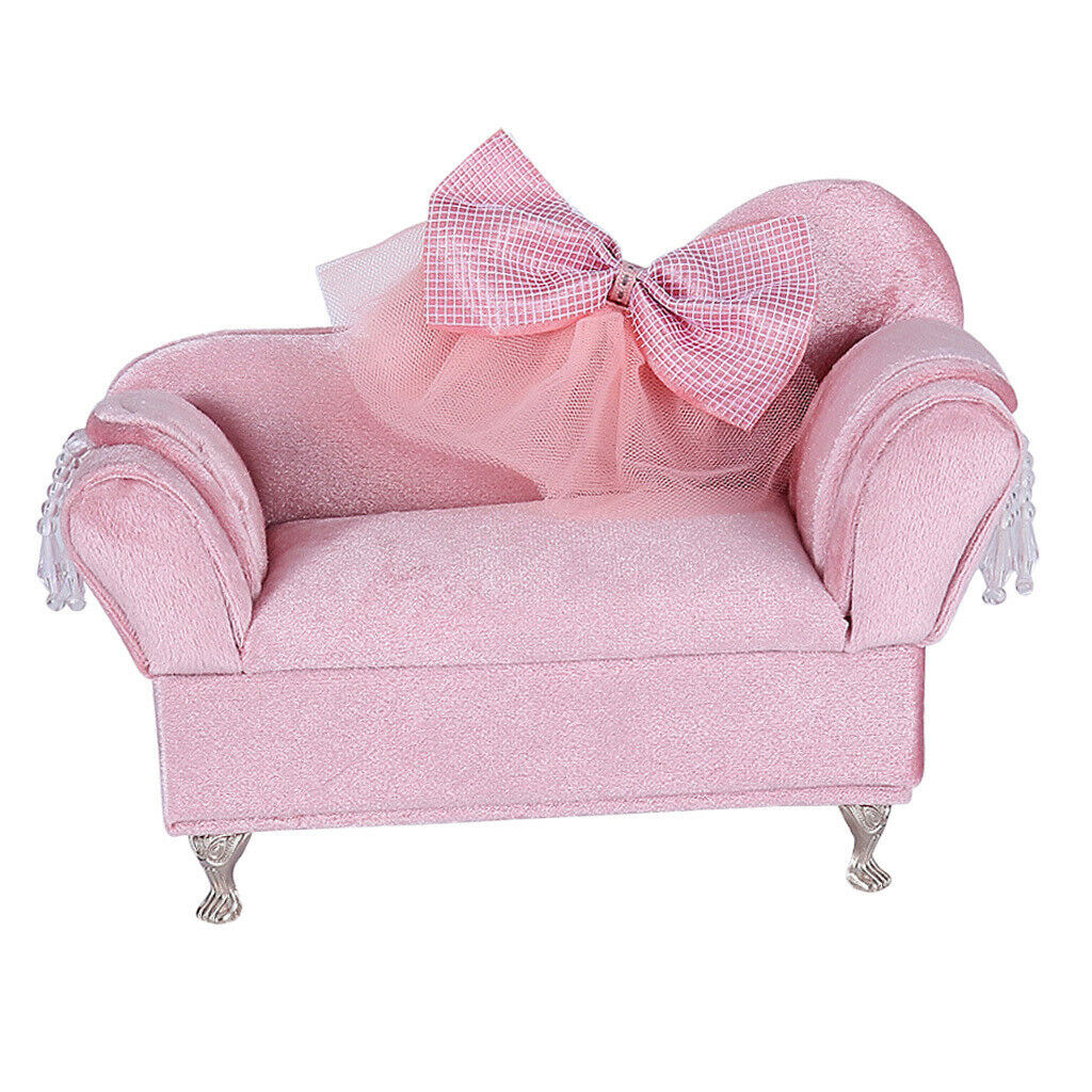 Soft Bowknot Couch Jewelry Box for Girls Travel Jewelry Organizer for