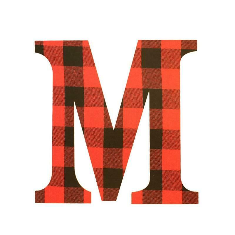 4 Pcs Letter Sign Joy Plaid Letter Wooden Decoration for Home Door Ornaments
