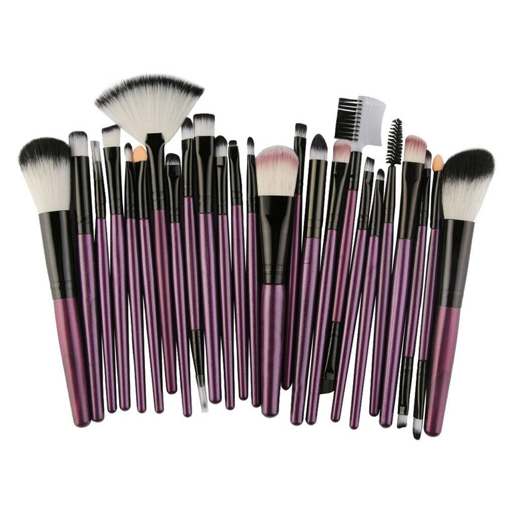 25x Pro Soft Makeup Brushes Contour Liquid Blending Lips Brush Purple Black