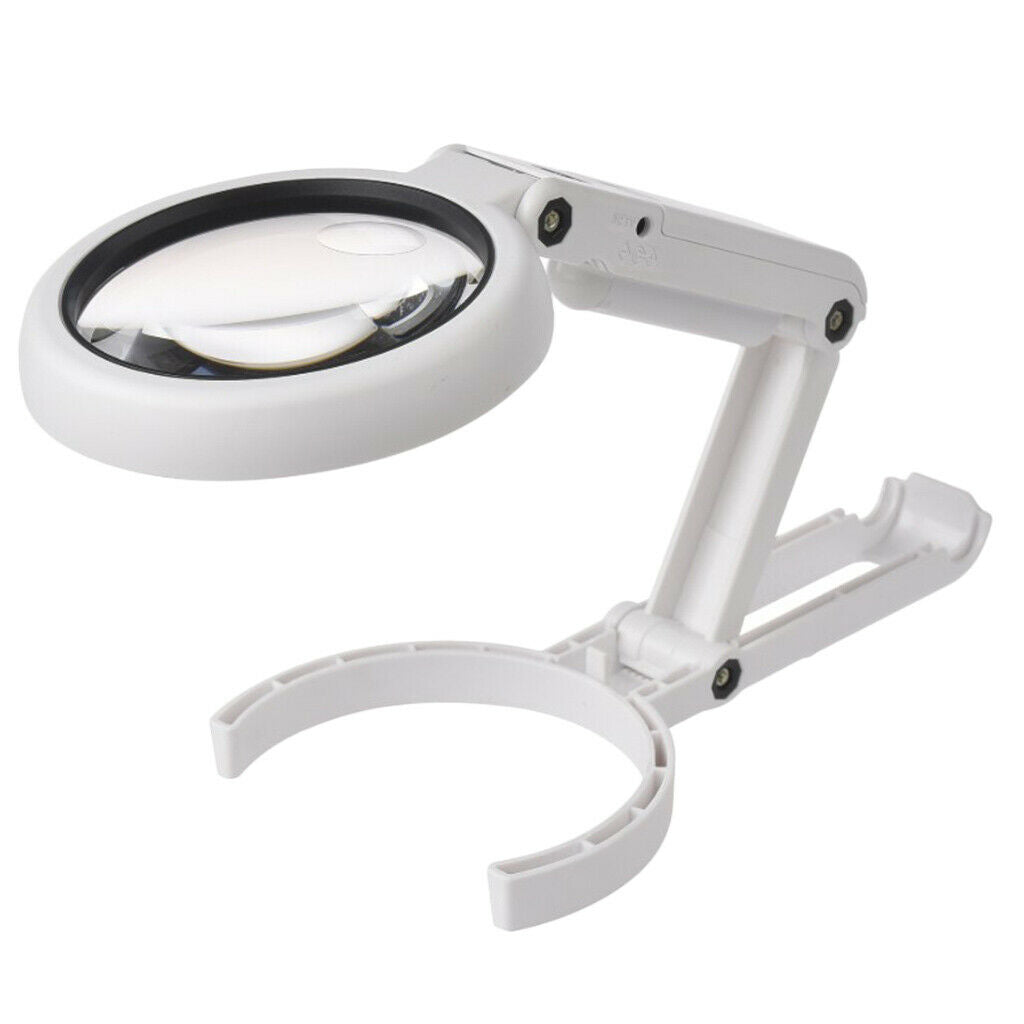 Folding Eight-LED Lighted 5X 10X Magnifier Magnifier Loupe for Coins Maps