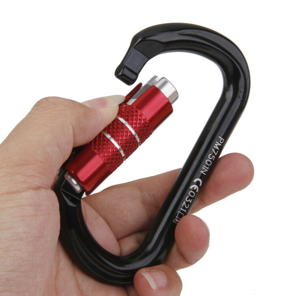Self / Aut Locking Abseiling Rock Tree Climbing Aluminum Carabiner 24KN Gear