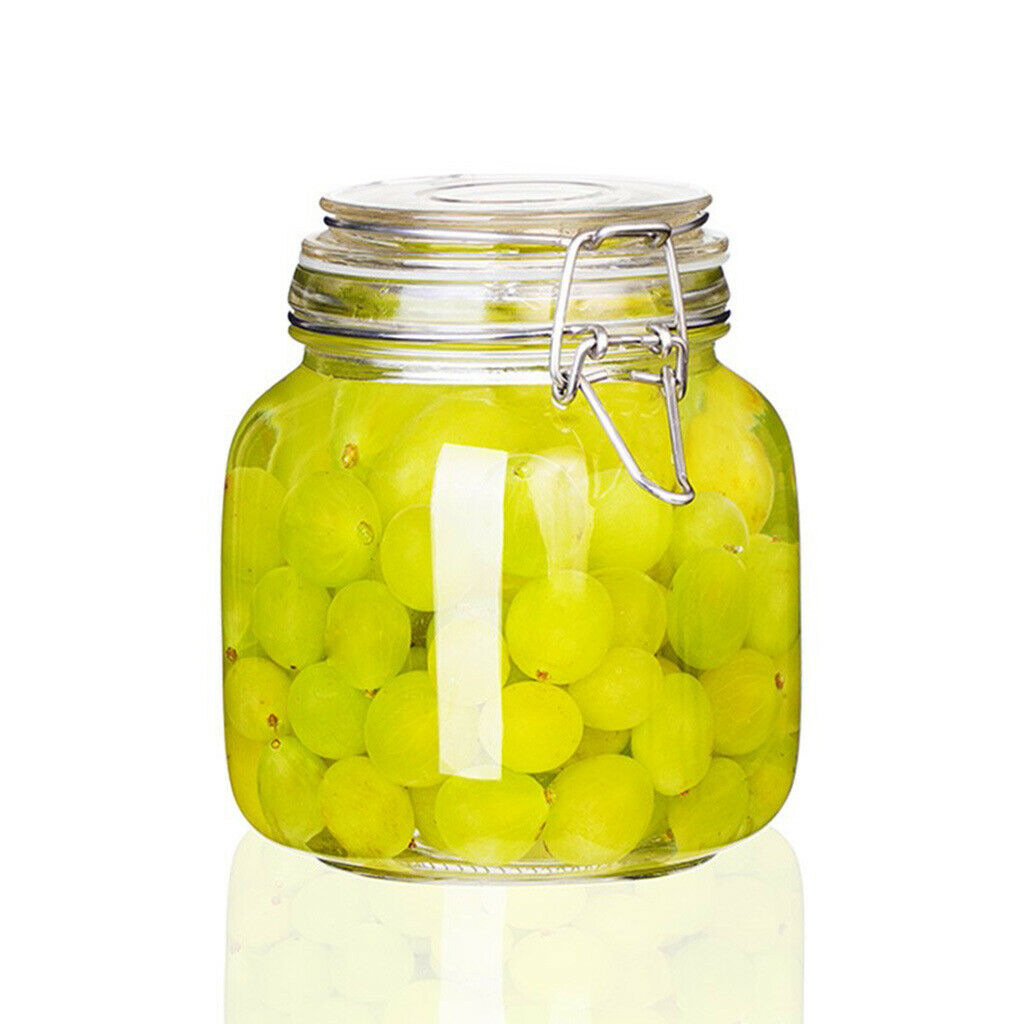 Glass Storage Jars Cans Canister with Lids Sealed Container Square 1000ML