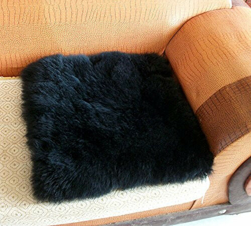 1 Black 100% Sheepskin Long Wool Car Van Seat Cover Chair Cushion Pad Breathable