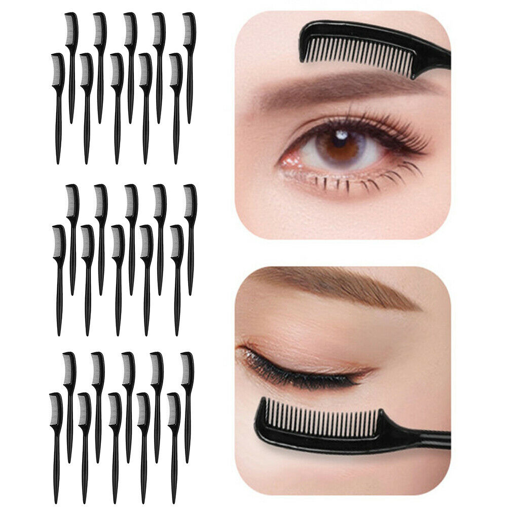 30 Pack Travel Portable Plastic Eyebrow Extension Grooming Combs Tools Black