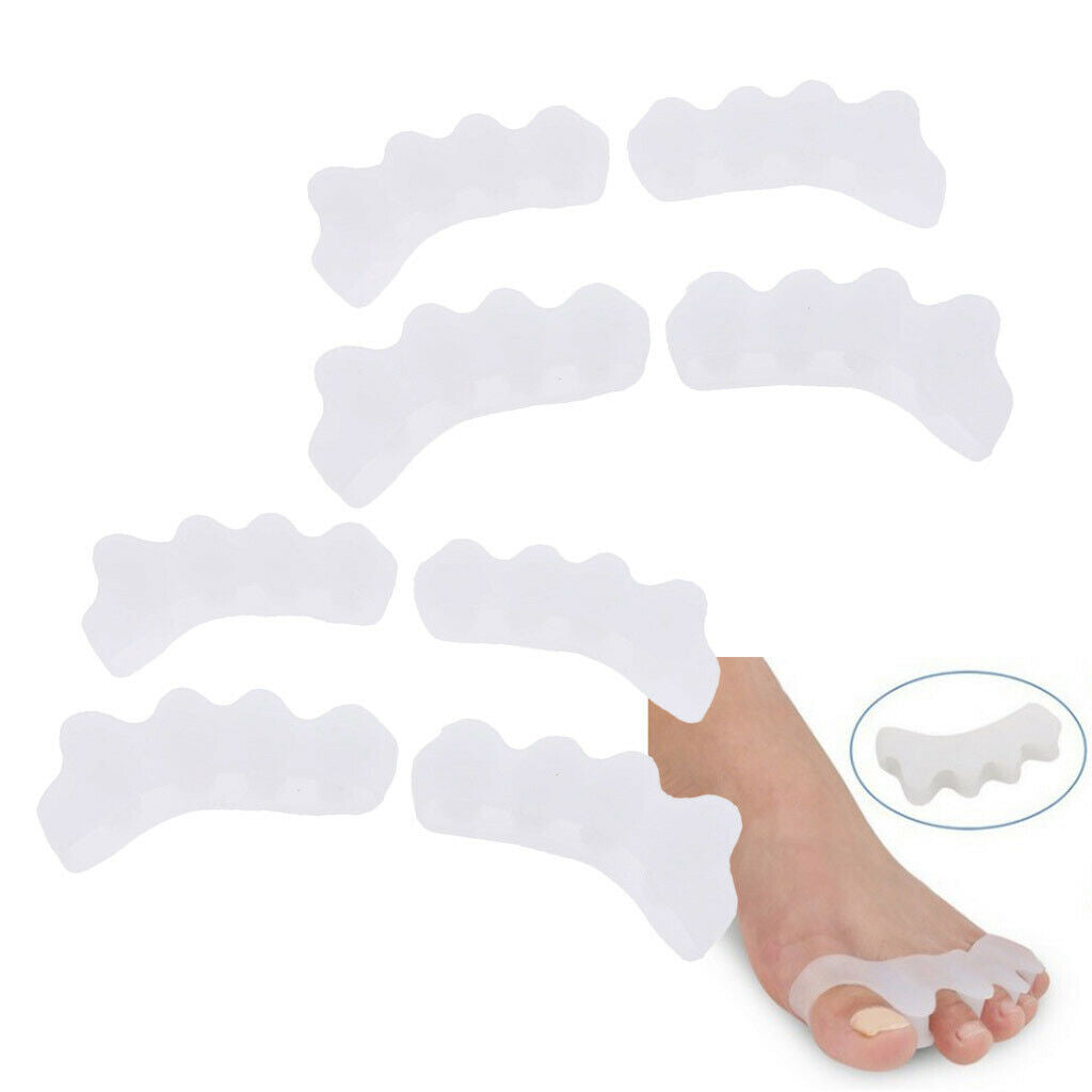 4Pair Elastic Comfort Silicone Gel Toe Hallux Valgus Separators Straightener