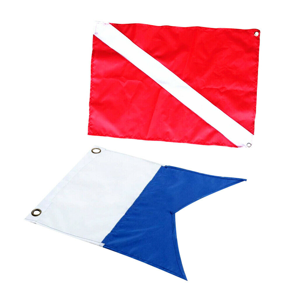 2Pcs Dive Boat Flag+Diver Down Flag Snorkeling Scuba Diving Accessories