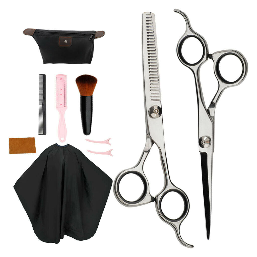 Hair Cutting Hairdressing Scissors Set with Accessories Comb Gown Clips