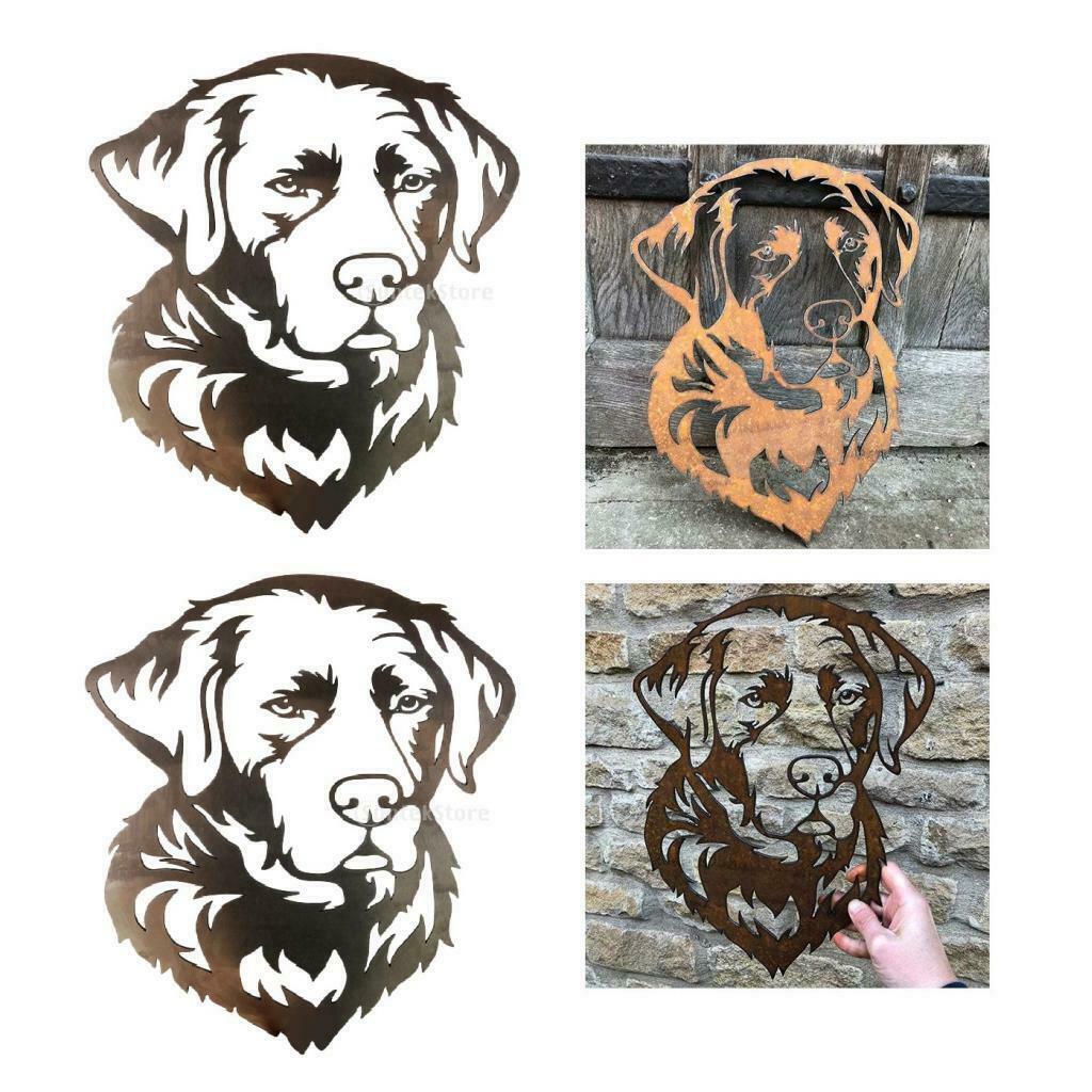 2x Silhouette Steel Garden Dog Animal Decor for Courtyard Decorative Outdoor
