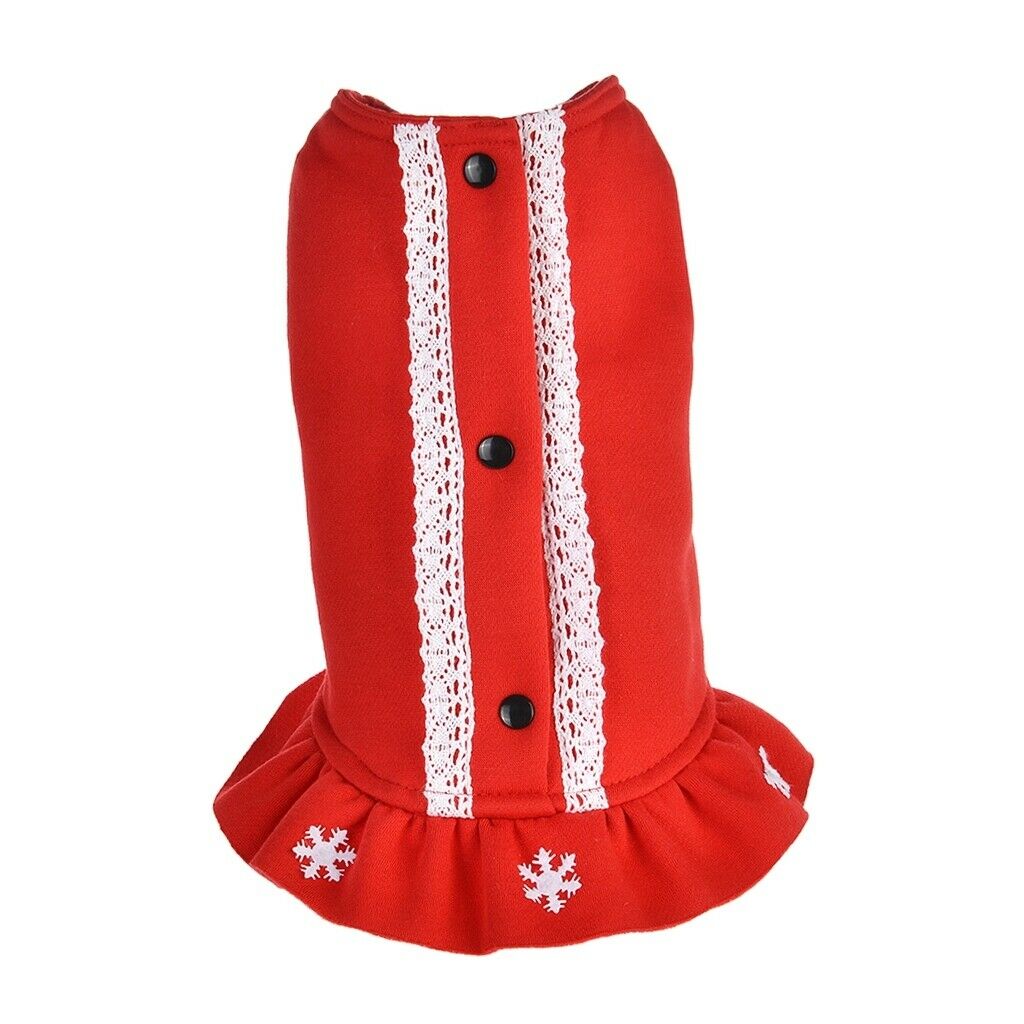 Snow Flake Pattern Puppy Warm Jacket Dogs Costume Teddy Dress Clothing Red S