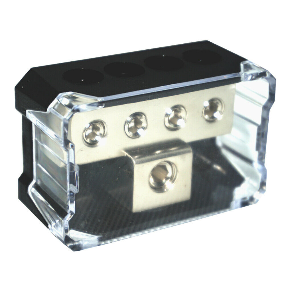 4-Way 0GA to 4GA Power/Ground Wire Distribution Block for Audio Amp Systems