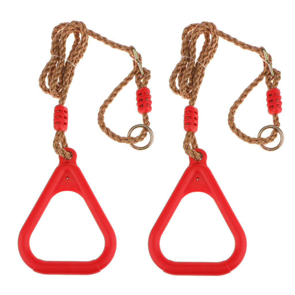 Triangle Plastic Strength Training Rings w/ Straps Buckles Fitness Tool Red