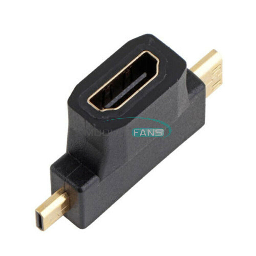 HDMI Female To MicroHDMI Male 3-in-1 Cable Adapter Converter Black