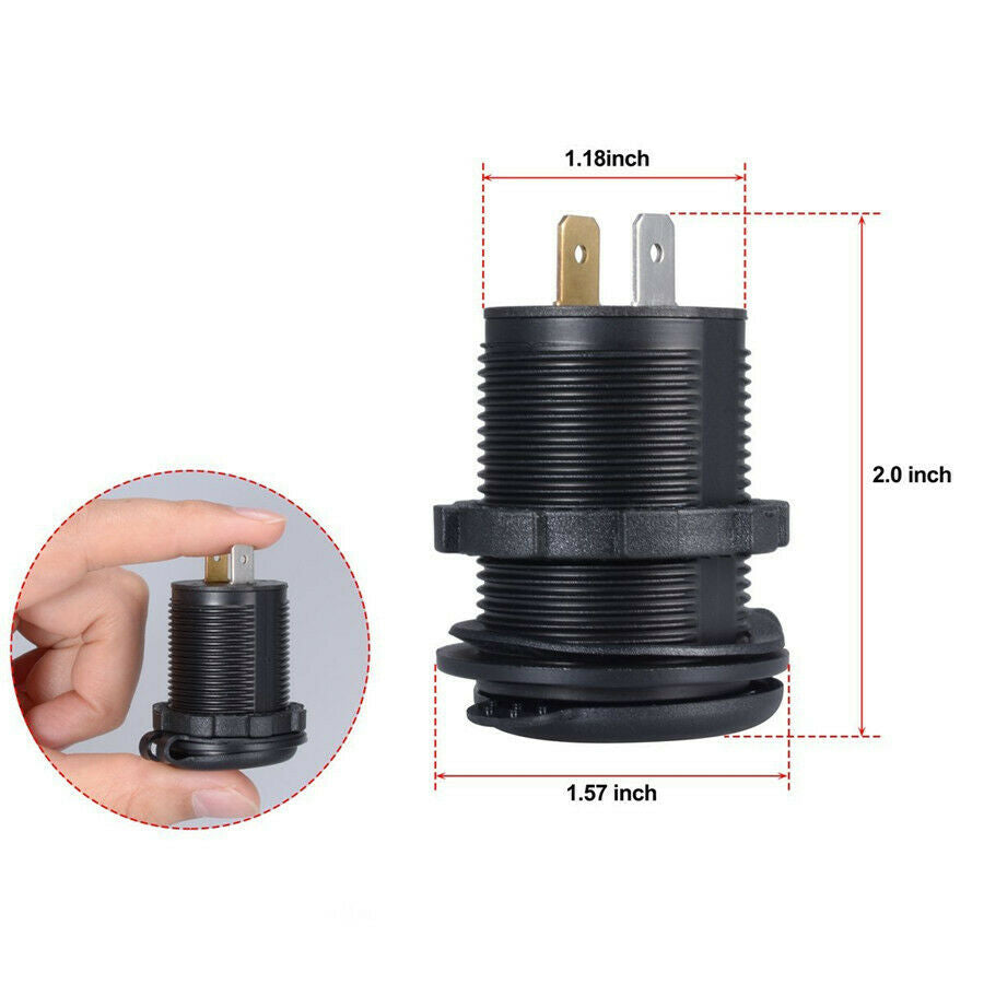 12V Cigarette Lighter Socket 2.4A Dual USB Charger Power Adapter Car Motorcycle
