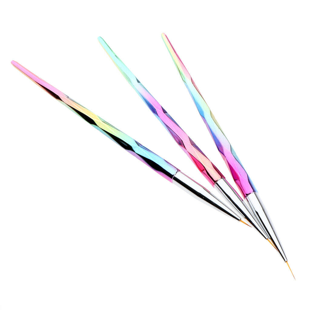 3-Pieces Professional Nail Art Brush Fine Detail Painting Pen for False Nails UV
