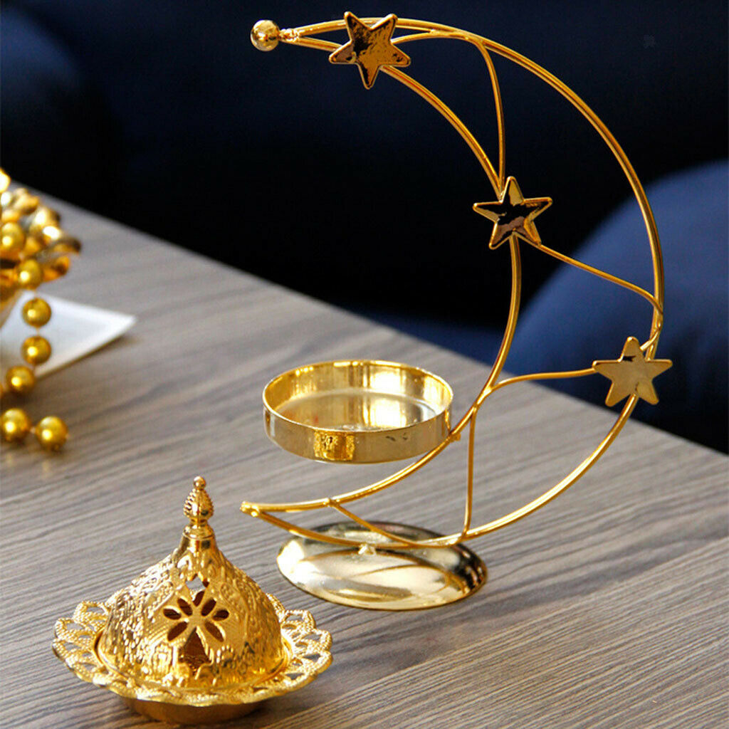 Moon Frame Cone Incense Burner Tealight Candle Holder Censer Bowl Ornament