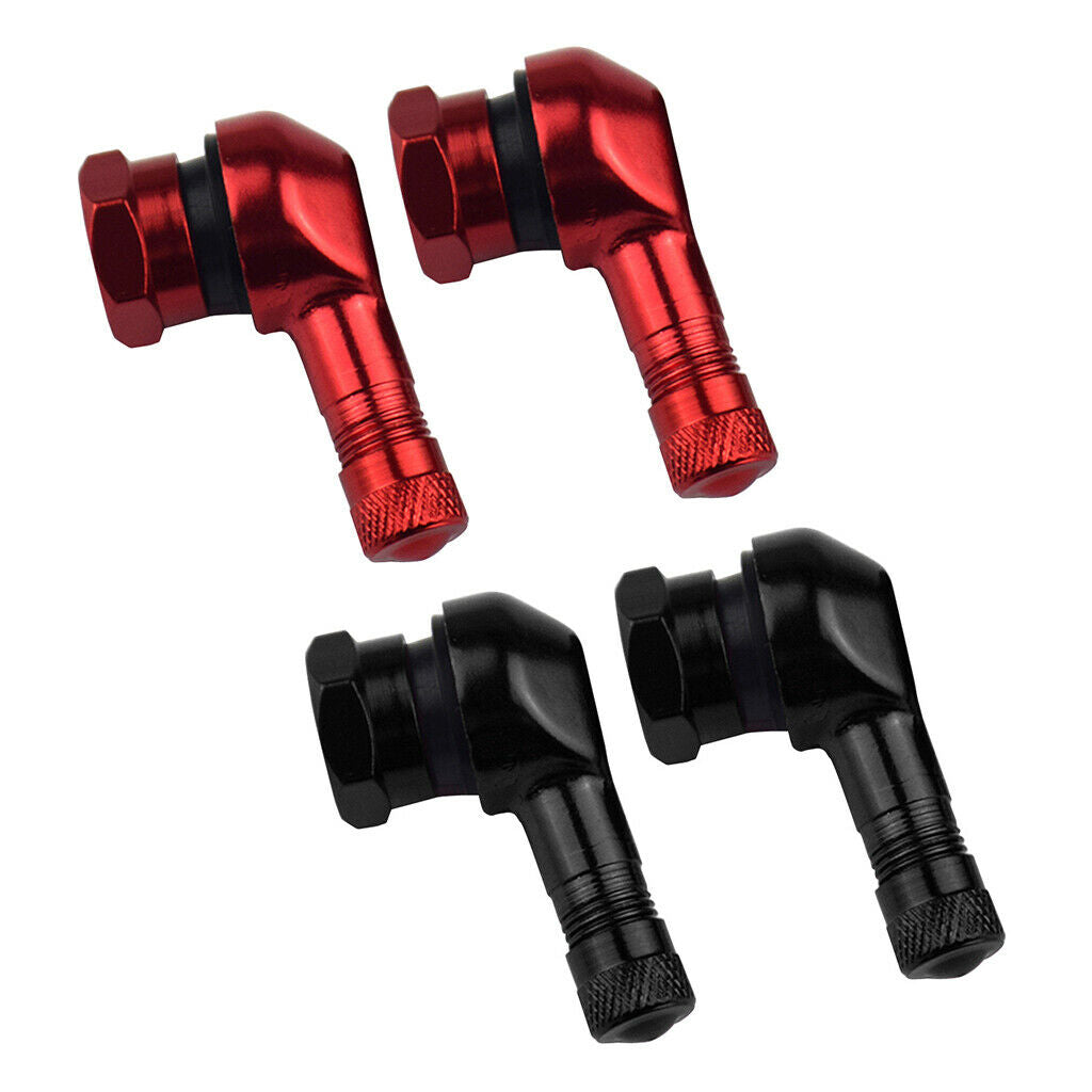 Red & Black 90 degree CNC Aluminum Universal Motorcycle Wheel Valve Stems