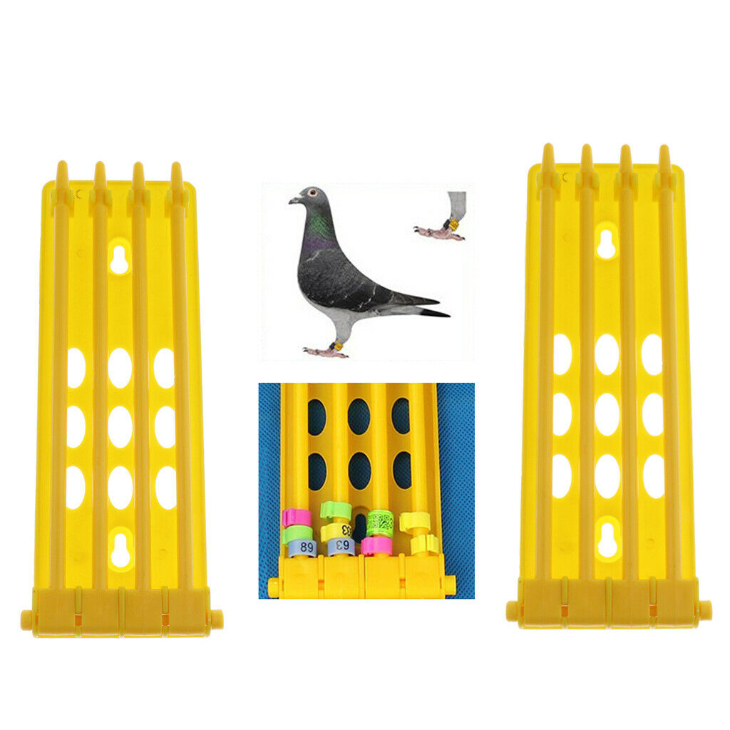 2x Racing Pigeon Foot Place Pigeon Leg  Holder Bands Rack Frame Yellow
