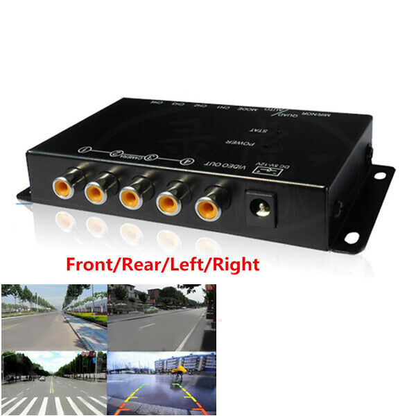 Car 4-Way Video Switch Parking Camera 4 View Image Split-Screen Control Box TOP