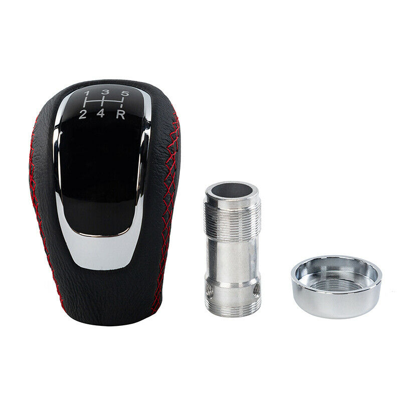 5 Speed Manual Car Auto Gear Stick Shift Knob Shifter Black PU Leather+Aluminium