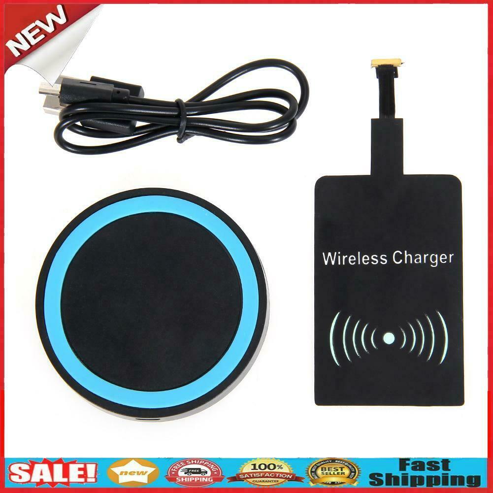 Black Qi Wireless Charger Pad Charging Receiver +  USB Cable  @