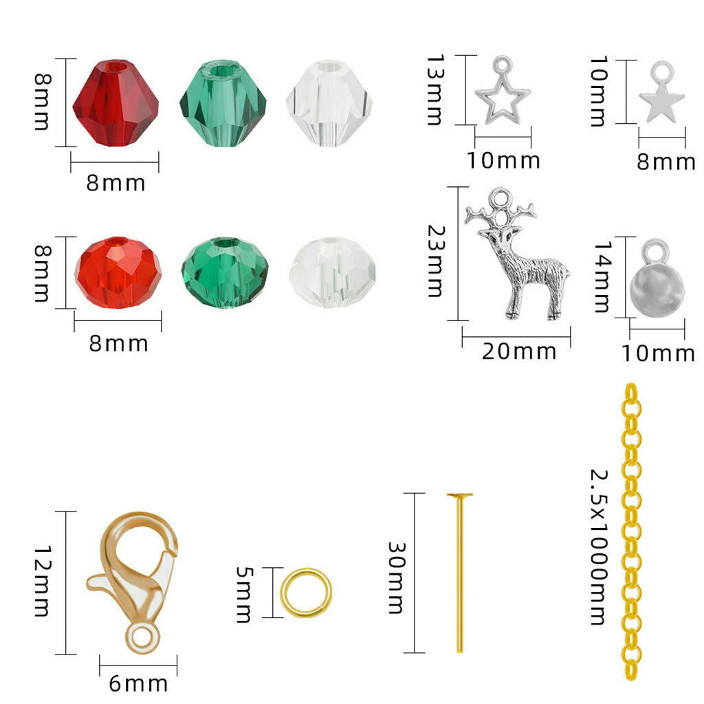 DIY Christmas Bracelet Color Beads Alloy Pendant Charms for Gift Adults