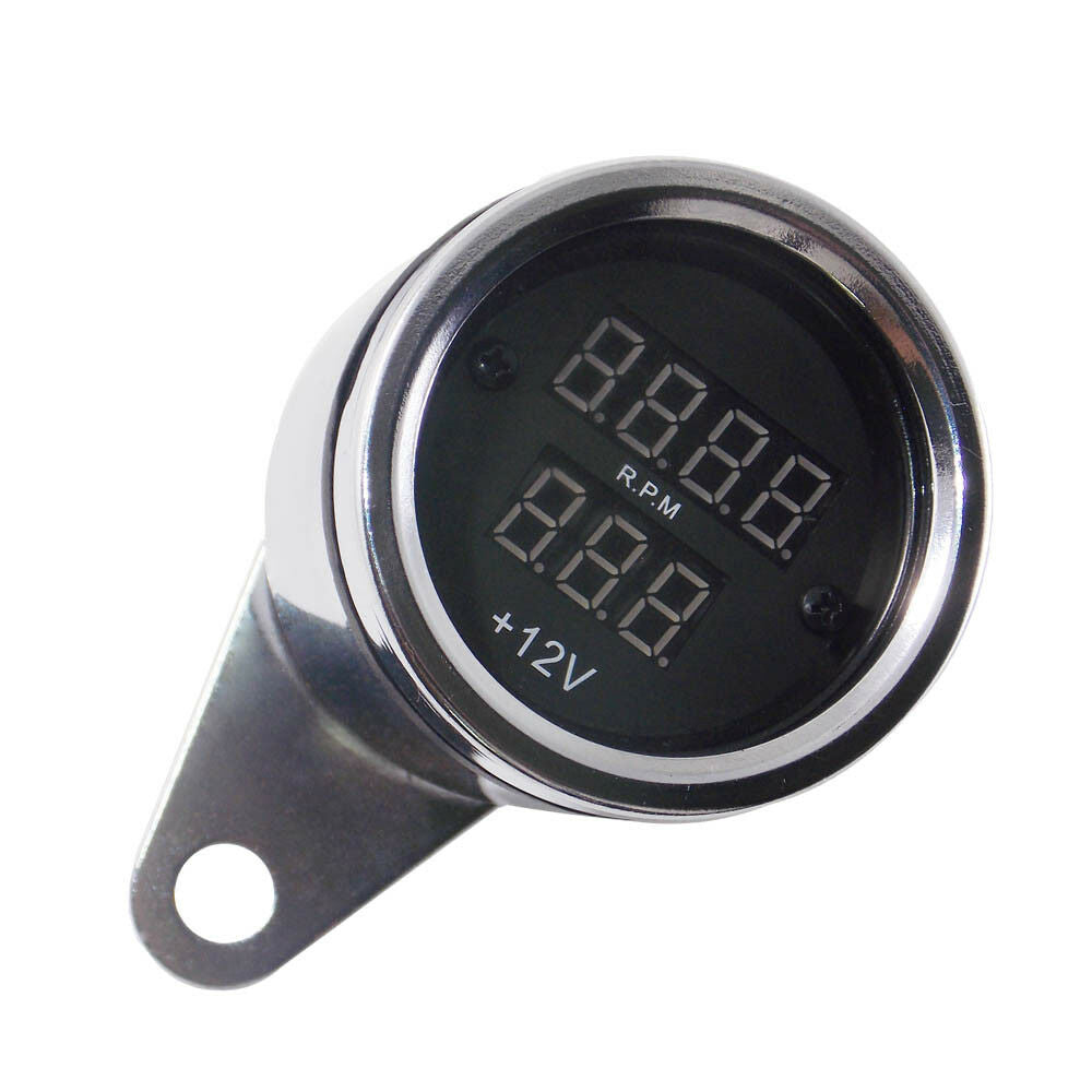 High Qualiy Universal 12V LED Digital Tachometer Voltmeter Gauge for Motorcycle
