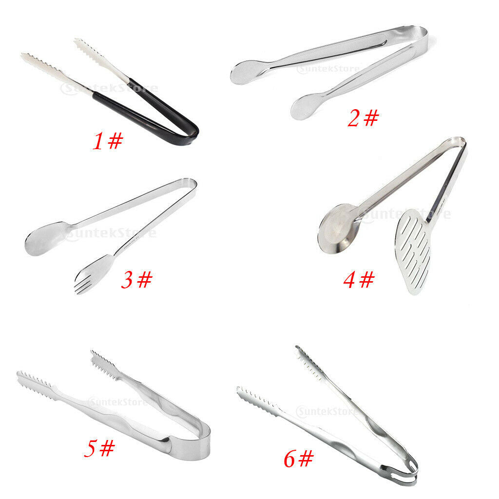 7â€ Stainless Steel Salad Ice Cake Bread Tongs Kitchen Food Buffet Clip Clamp