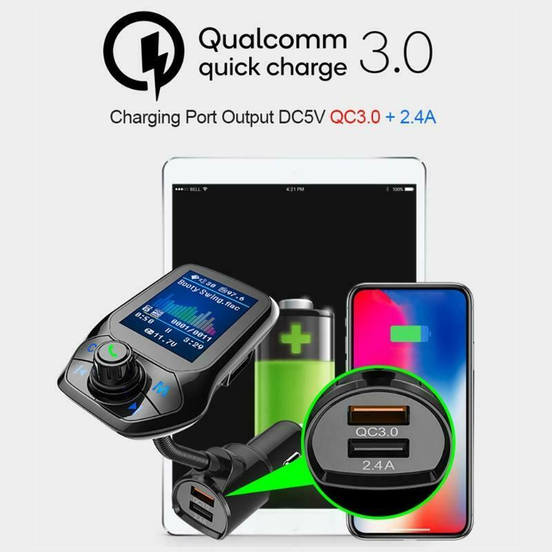 Bluetooth-compatible Player Car Kits Audio Music Adapter USB QC3.0 Fast Charger
