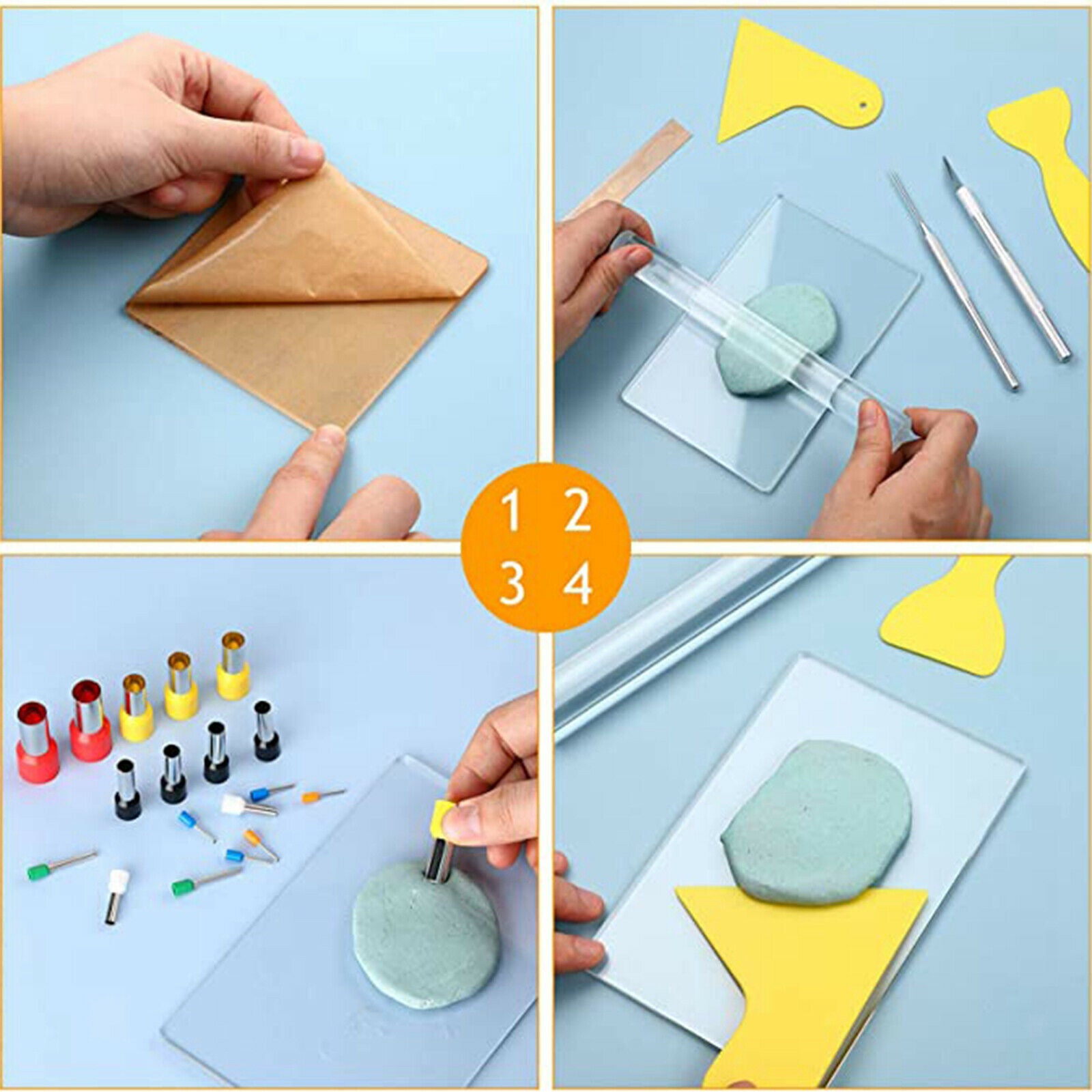 9Pack DIY Polymer Clay Tool Acrylic Clay Roller Acrylic Sheet for Tools