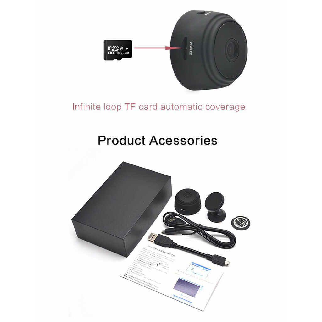 Mini Black Full-HD 2.0MP CMOS Smart IR IP Camera Home Outdoor Night Vision