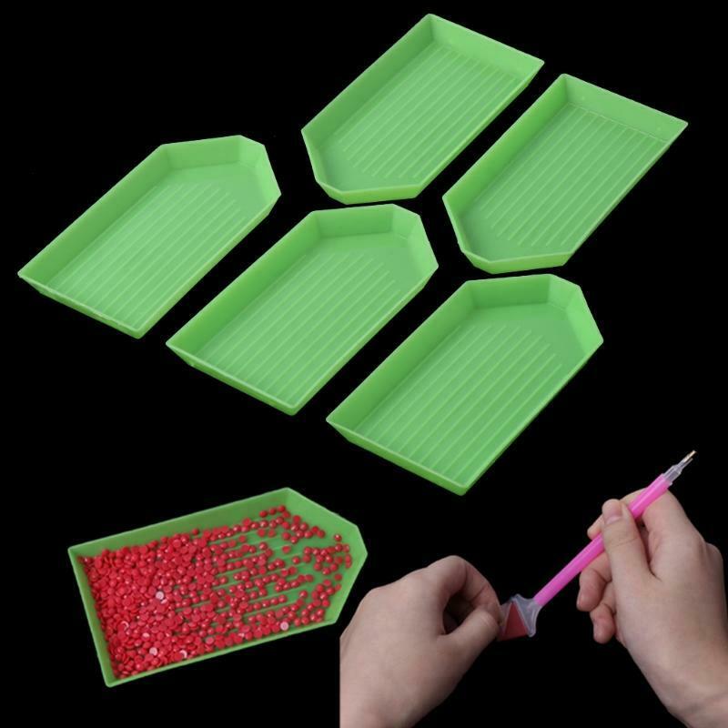5Pcs DIY 5D Diamond Painting Rhinestone Plate Tray Embroidery Cross Stich Tool