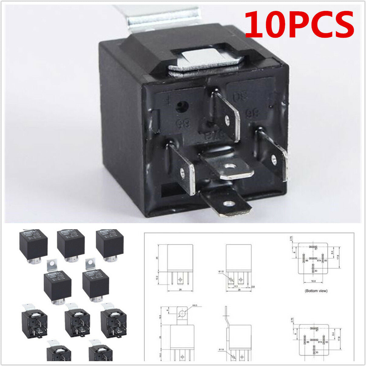 10 X Car Automotive Truck Alarm 12V Volt DC 30/40Amp AMP SPDT Relay 5Pin DIY