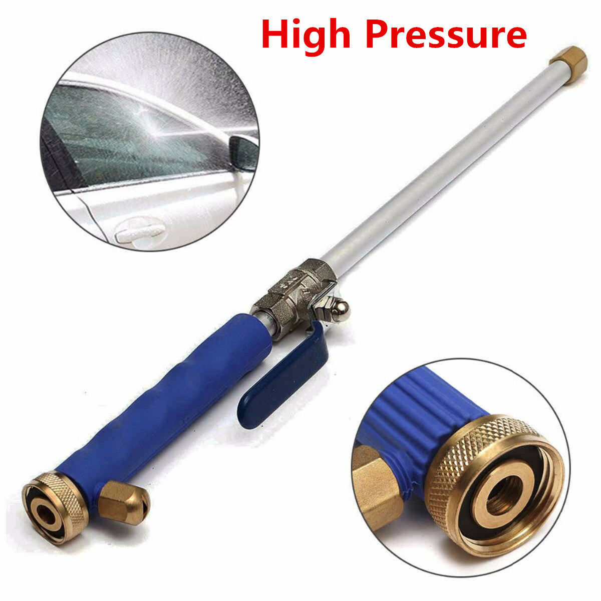 Aluminium High Pressure Power Car Washer Spray Nozzle Water Gun Hose 46cm/18''