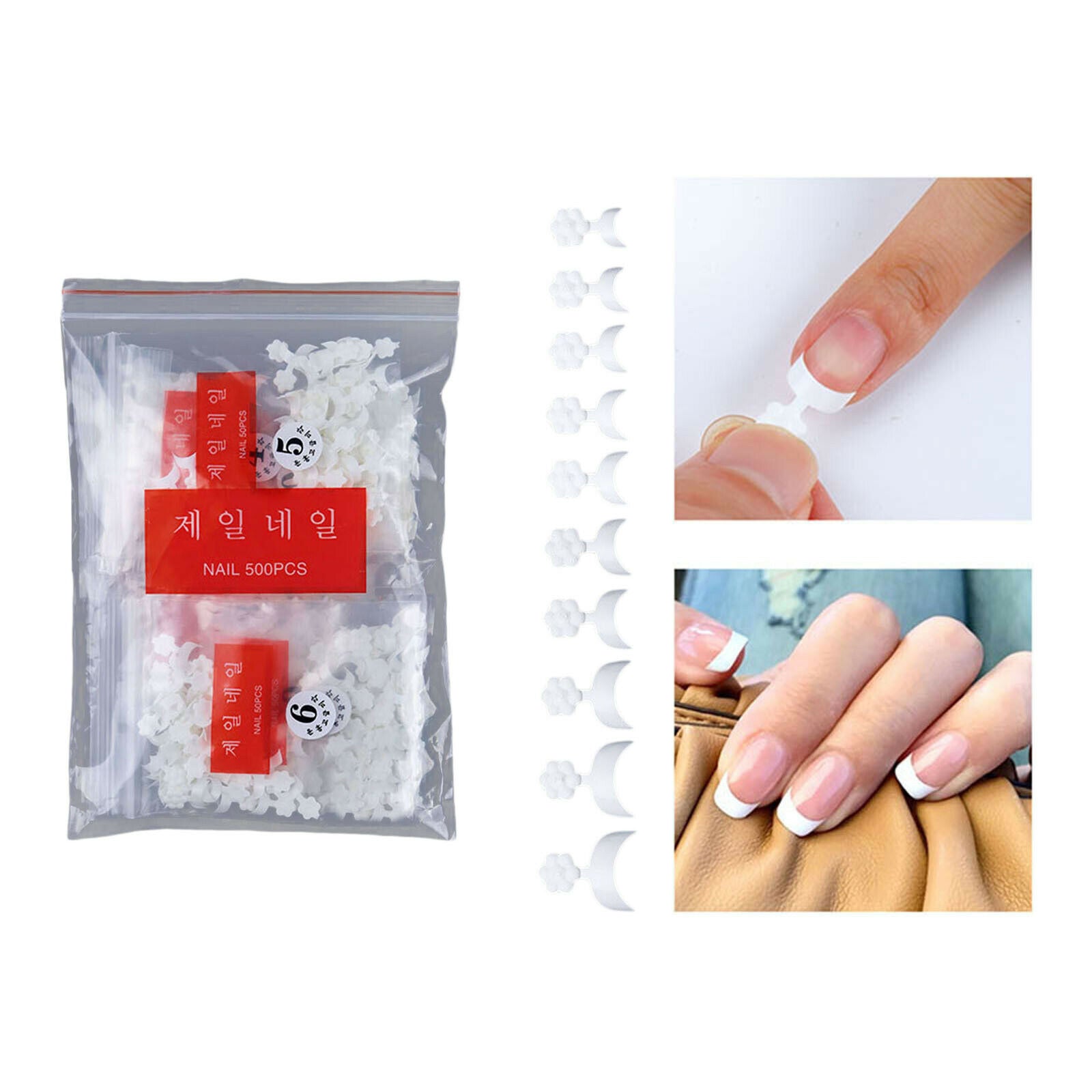 French Nail Tips White Shape UV Gel ABS Nail Art Mold For Home Use 500pcs